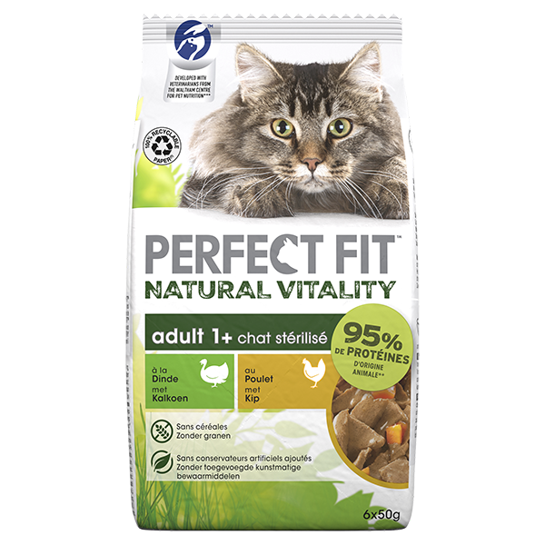 Perfect Fit Maaltijdzakjes - Kip & kalkoen - Natural Vitality kattenvoer